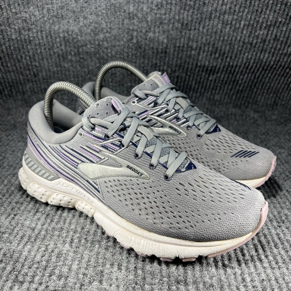 Brooks Adrenaline GTS 19 Women's Size 8 Grey Lavender Running Shoes 1202841B060